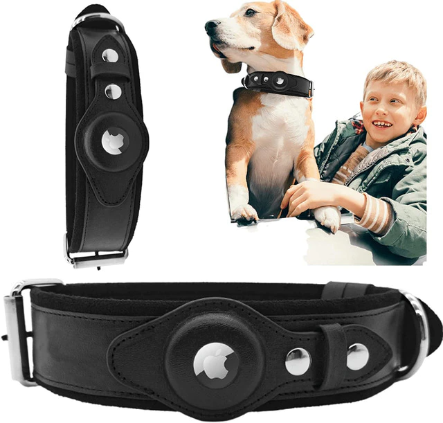 Collar de Cuero para Perro compatible con AirTag